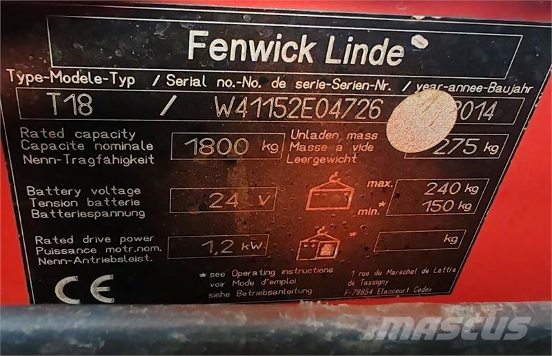 Linde T18 defect Montacargas de baja elevación