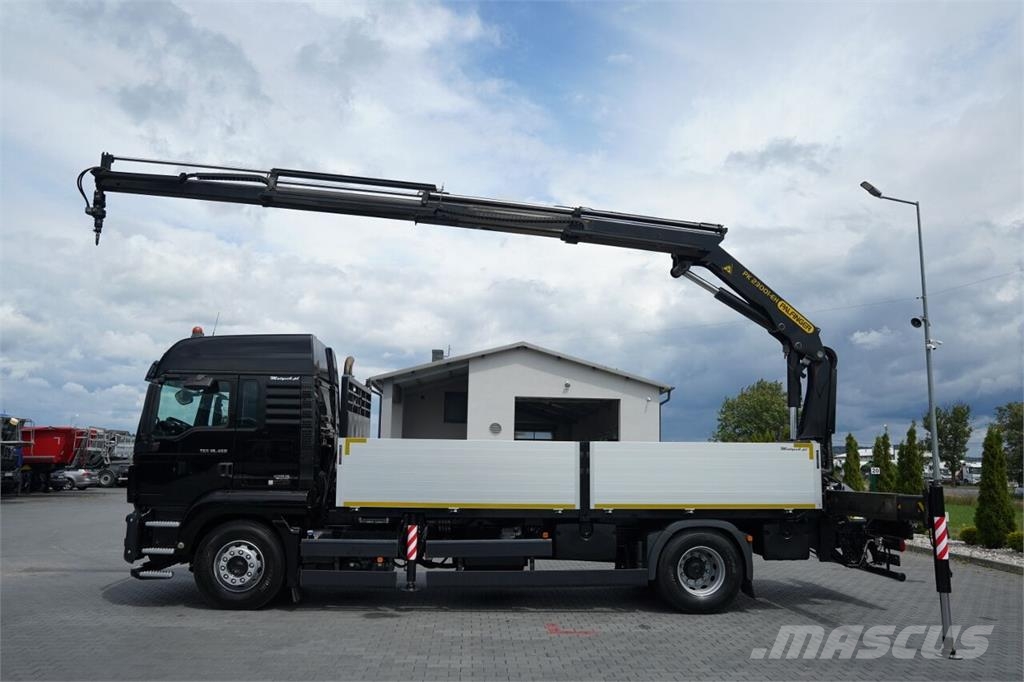 MAN TGS 18.460 / 4X2 / BURTOWA / HDS PALFINGER PK 2300 شاحنات مسطحة/مفصلية الجوانب