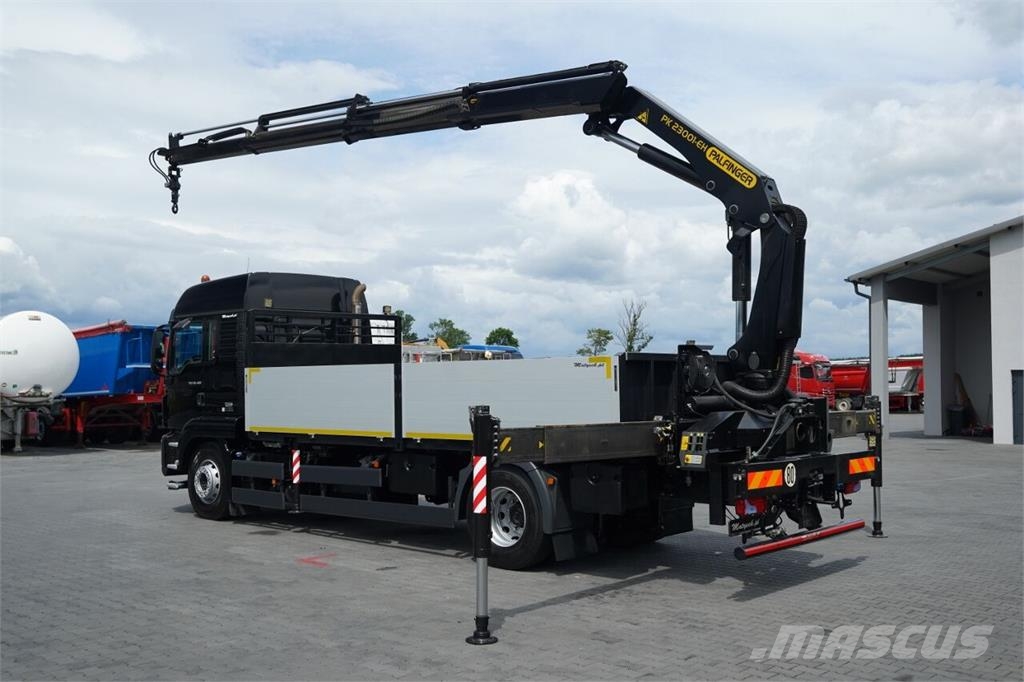 MAN TGS 18.460 / 4X2 / BURTOWA / HDS PALFINGER PK 2300 شاحنات مسطحة/مفصلية الجوانب