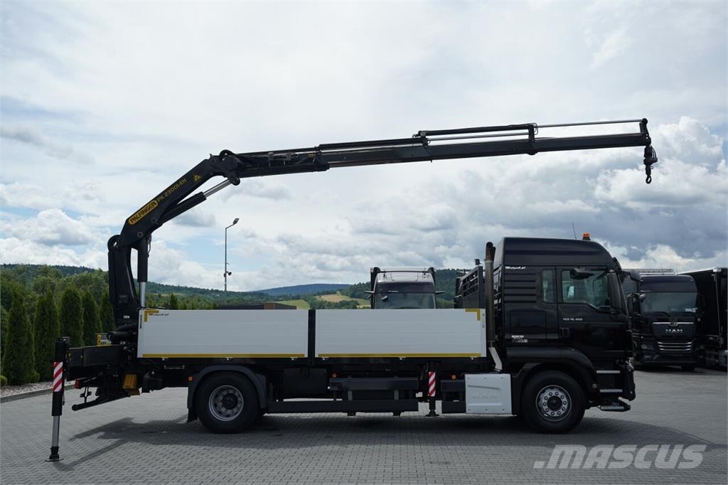 MAN TGS 18.460 / 4X2 / BURTOWA / HDS PALFINGER PK 2300 شاحنات مسطحة/مفصلية الجوانب