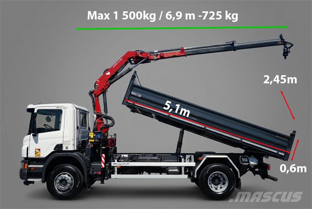 Scania P 280 / 4X2 / WYWROTKA + HDS HMF 635 K2 / STEROWAN Camiones bañeras basculantes o volquetes