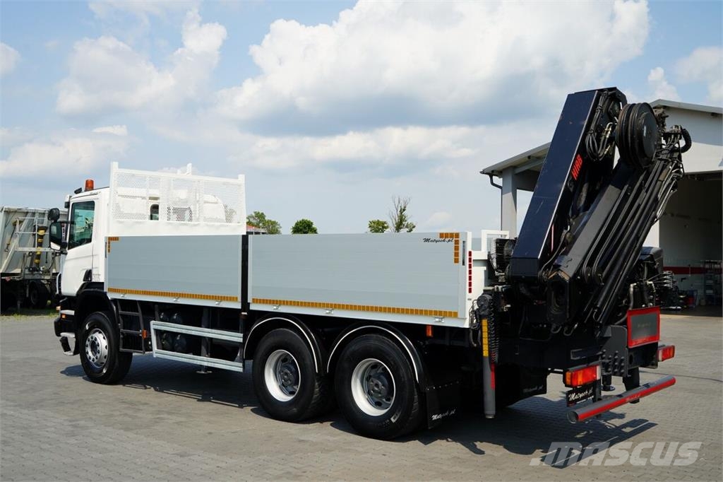 Scania P 360 / 6X4 / SKRZYNIOWY 4.85 + HDS HIAB 211 E-6 H Lastbil med lad/Flatbed