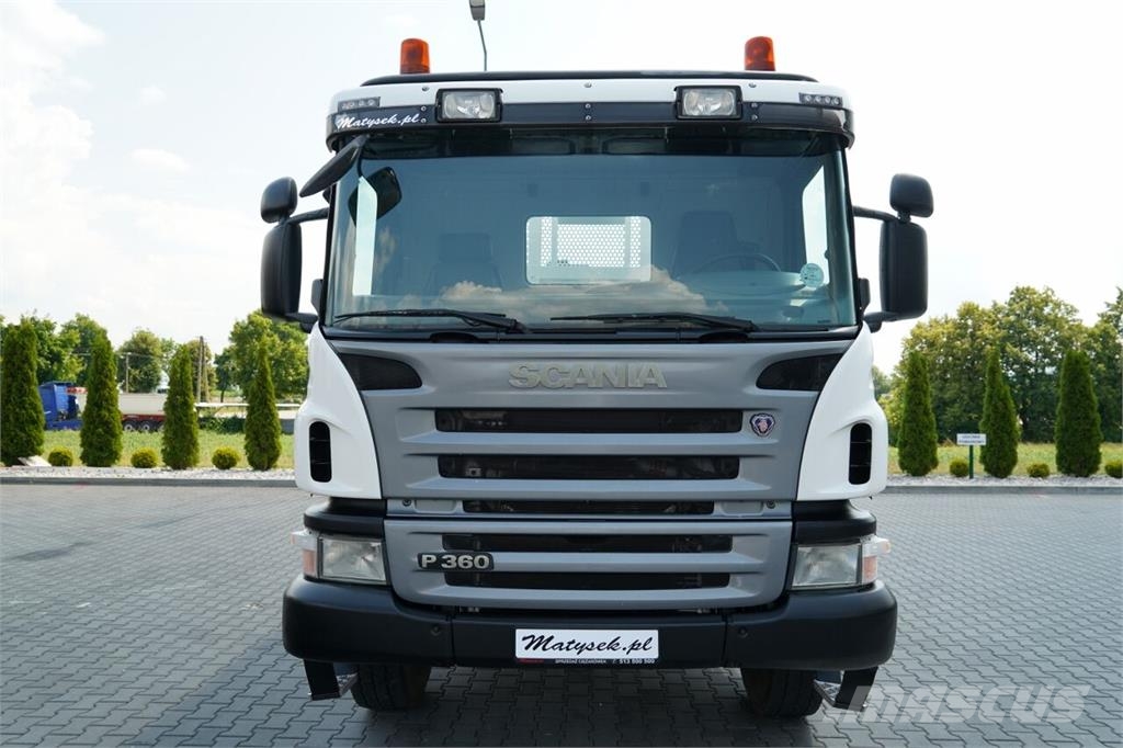 Scania P 360 / 6X4 / SKRZYNIOWY 4.85 + HDS HIAB 211 E-6 H Lastbil med lad/Flatbed