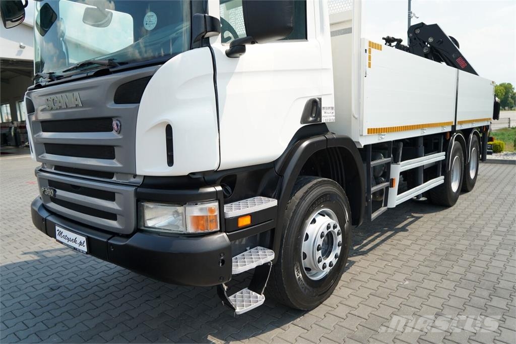 Scania P 360 / 6X4 / SKRZYNIOWY 4.85 + HDS HIAB 211 E-6 H Lastbil med lad/Flatbed