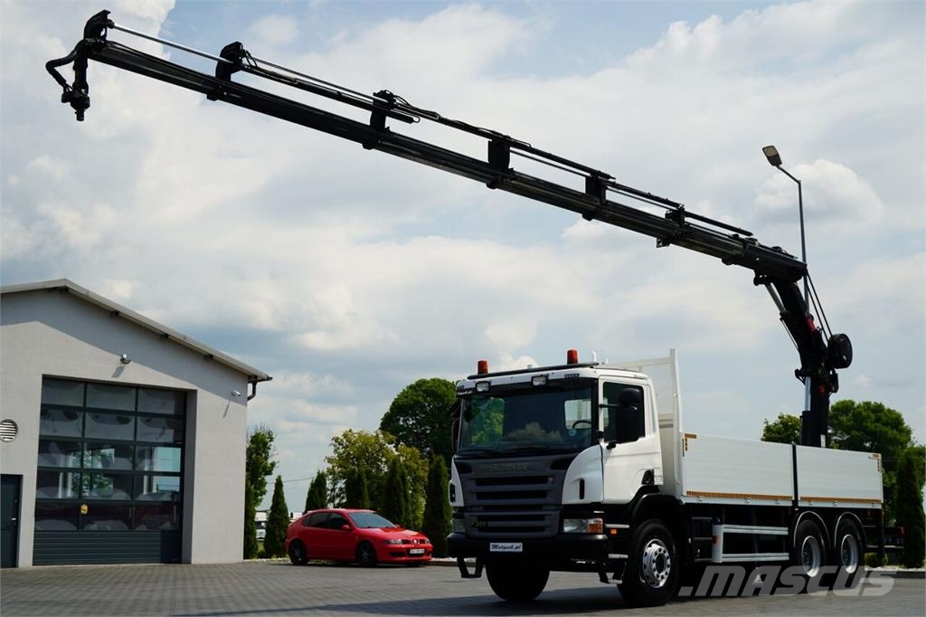 Scania P 360 / 6X4 / SKRZYNIOWY 4.85 + HDS HIAB 211 E-6 H Lastbil med lad/Flatbed