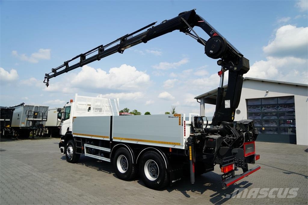 Scania P 360 / 6X4 / SKRZYNIOWY 4.85 + HDS HIAB 211 E-6 H Lastbil med lad/Flatbed