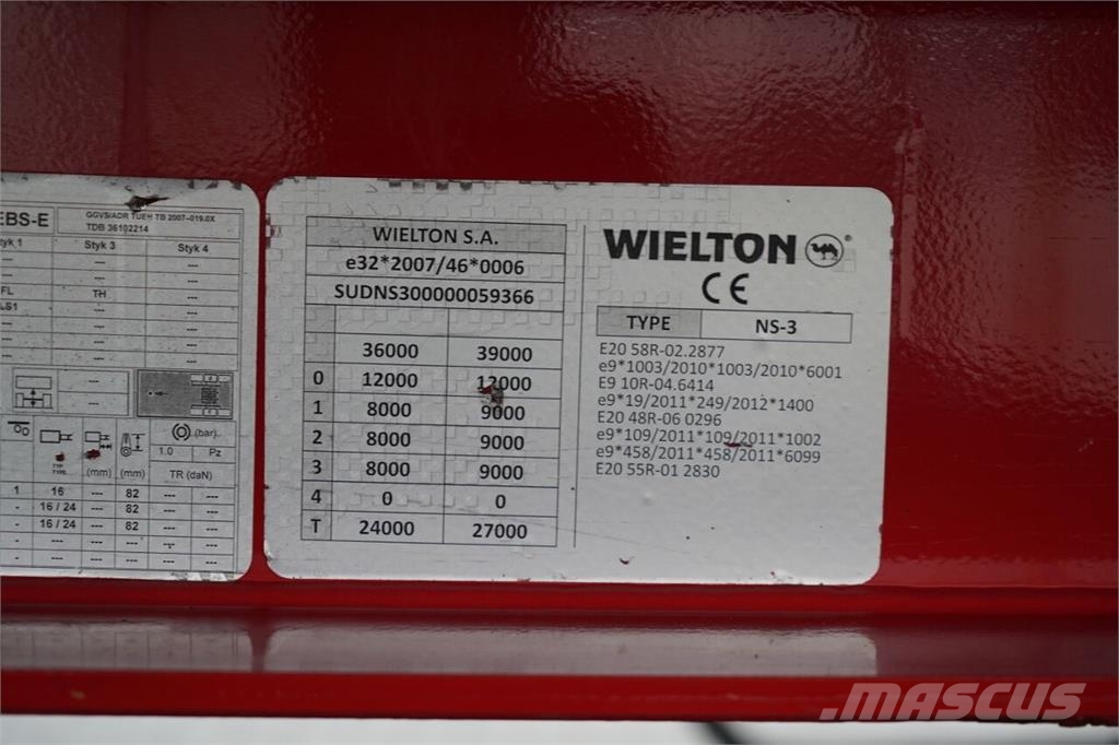 Wielton FIRANKA STANDARD / MULDA DO STALI - 9 M / OŚ PODNO Poluprikolice sa ceradom
