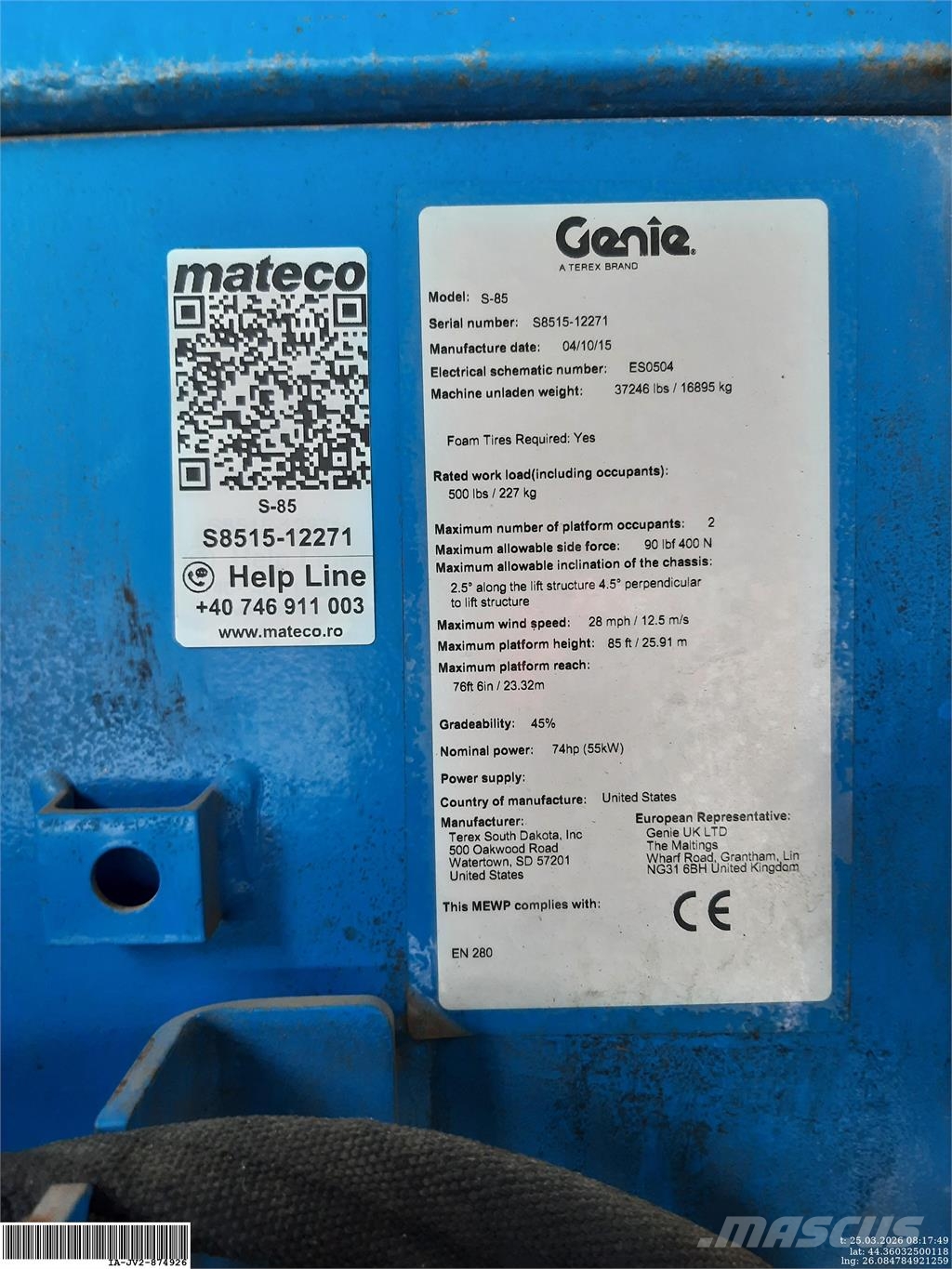Genie S-85 Ανυψωτήρες με αρθρωτό βραχίονα
