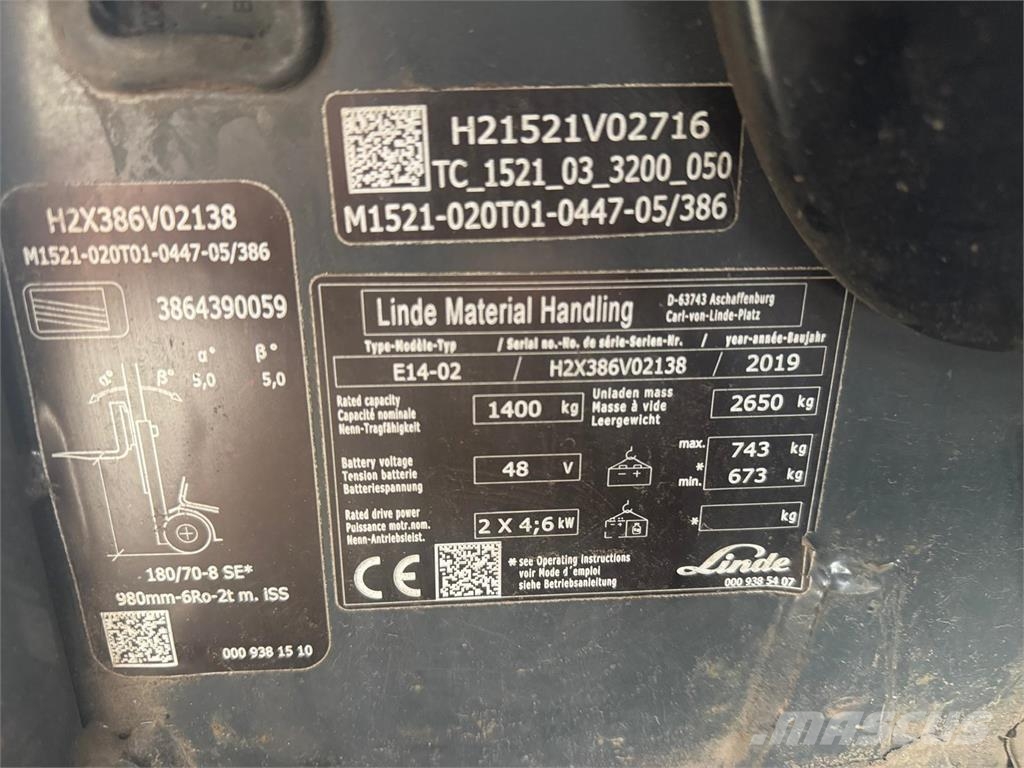 Linde E14-02 Electric forklifts