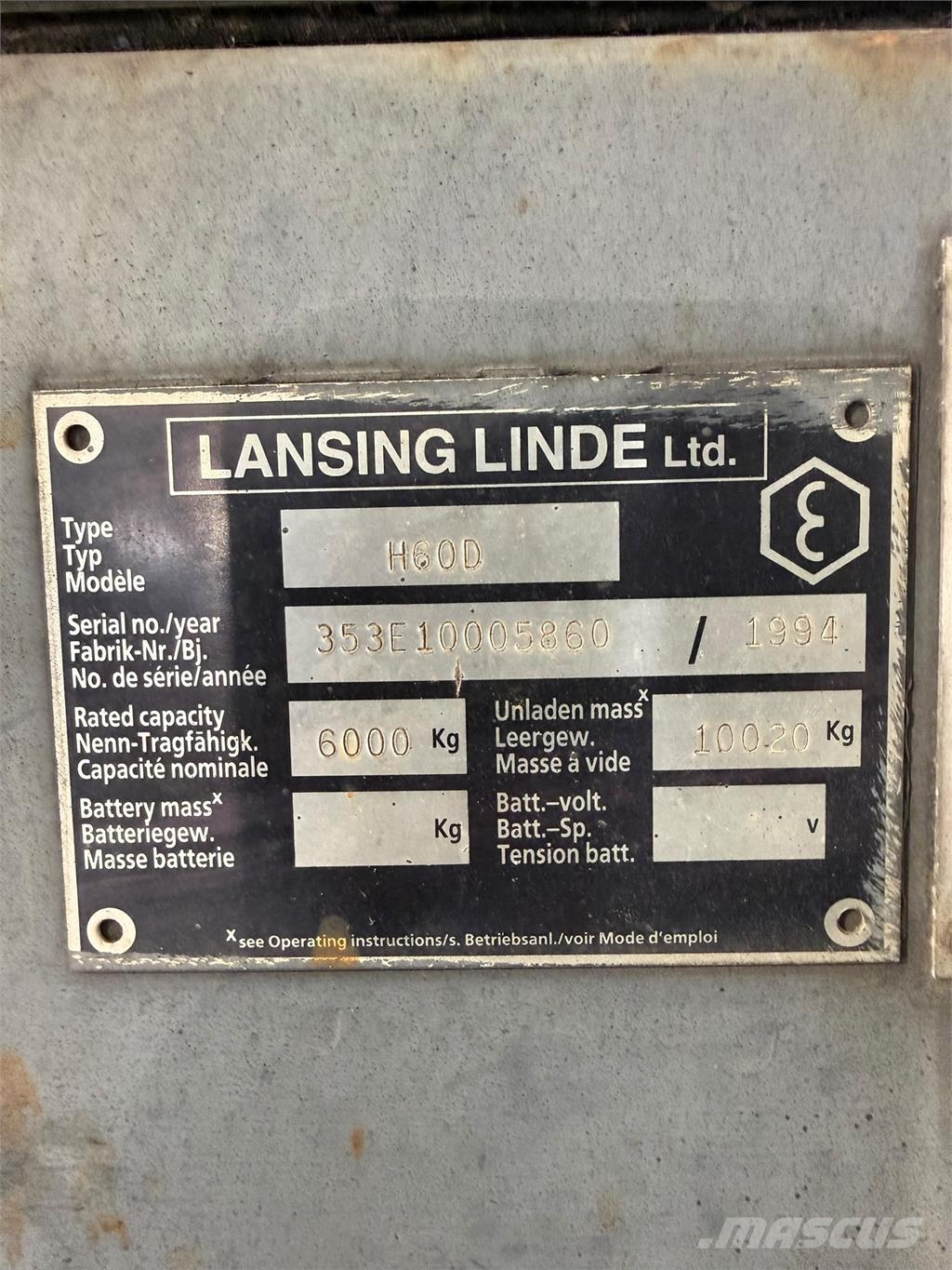Linde H60D 353 ディーゼル・軽油
