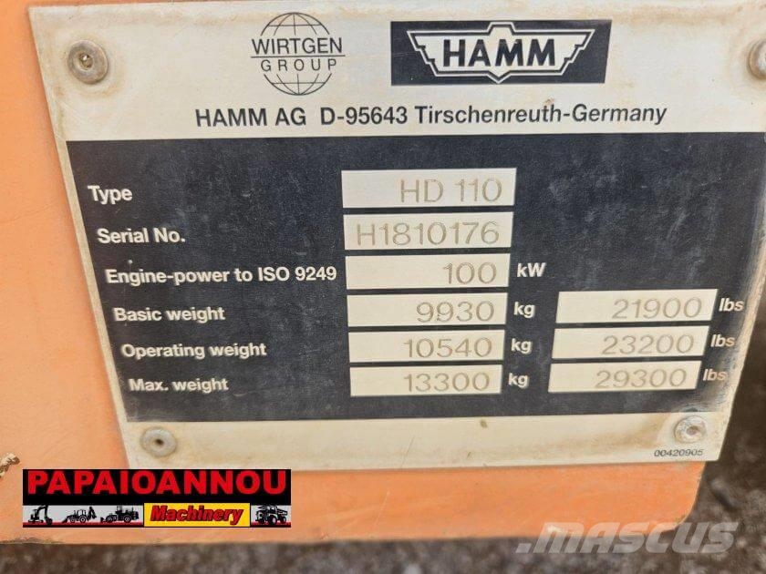 Hamm HD110 Valjci sa jednim bubnjem