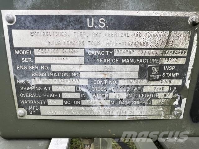 1992 Fire Combat Skid Mounted AFFF Foam Fire Suppr Строителство - Други