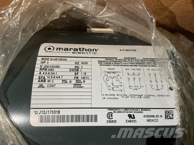 (2) Marathon Electric 5K48TN8325 Motors Other components