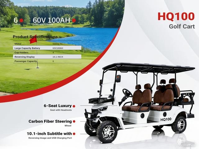  2026 HQ100 Electric White Six-Seater Golf Cart (Un Construction - Others