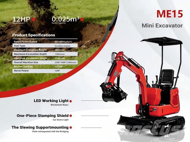 2026 ME15 Gasoline Mini Excavator (Unused) Roomikekskavaatorid