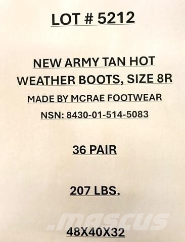 (36) Unused Army Tan Hot Weather Boots Size 8R Banden, wielen en velgen
