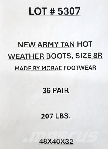 (36) Unused Army Tan Hot Weather Boots Size 8R Гуми