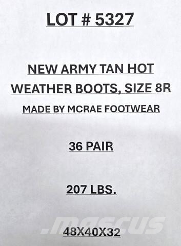 (36) Unused Army Tan Hot Weather Boots Size 8R Banden, wielen en velgen