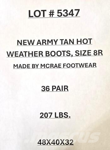 (36) Unused Army Tan Hot Weather Boots Size 8R Гуми