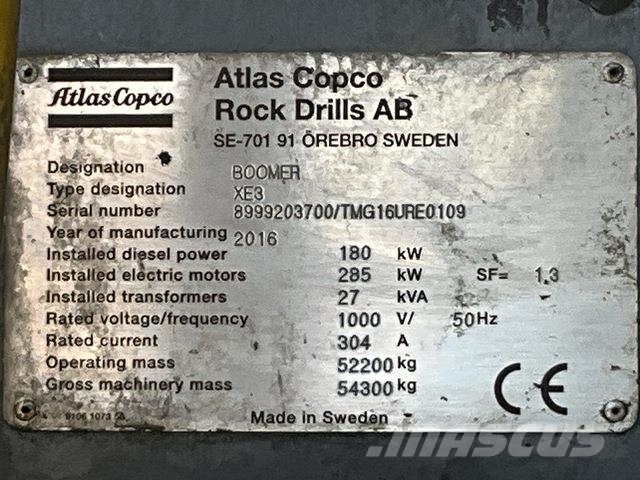 Atlas Copco Boomer XE3C Övrig gruvutrustning
