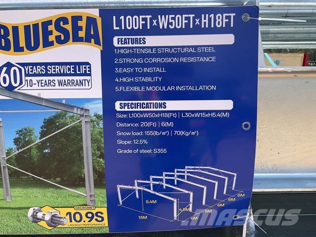 Bluesea L100FT x W50 FTx H18FT Stalen constructies