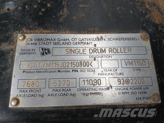 JCB VM115D Vienvalča grunts veltņi