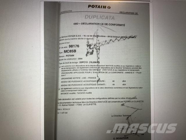 Potain MC85B Torninosturit