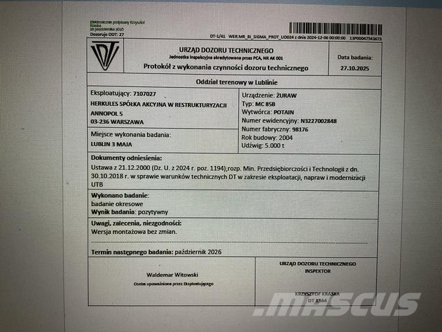 Potain MC85B Torninosturit