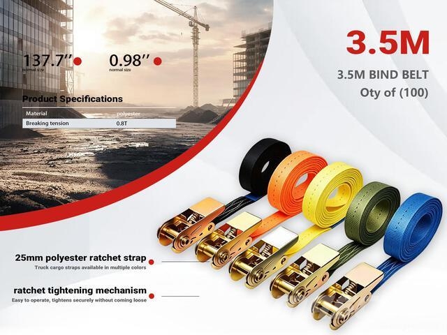  Quantity of (100) 2026 3.5m Ratchet Straps (Unused Outros Florestal