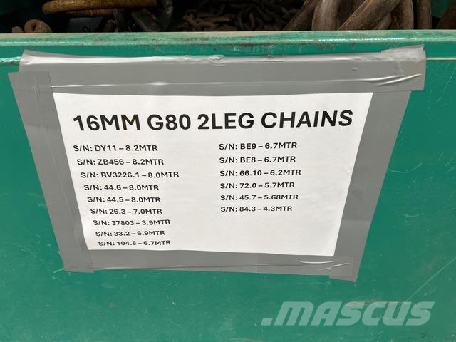 Quantity of (15) 16 mm G80 2-Leg Chains Ostali kranovi