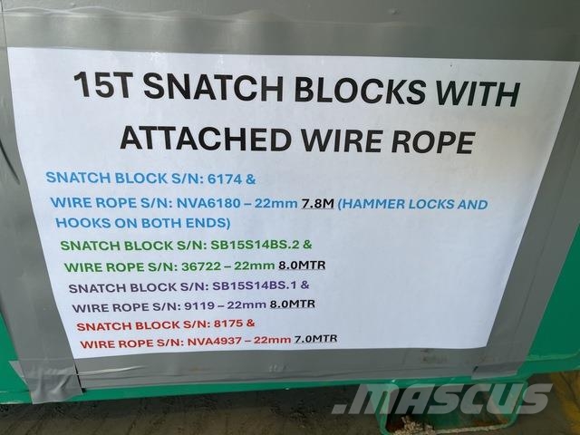 Quantity of (4) 15 ton Snatch Blocks w/22 mm Wire Ostali kranovi