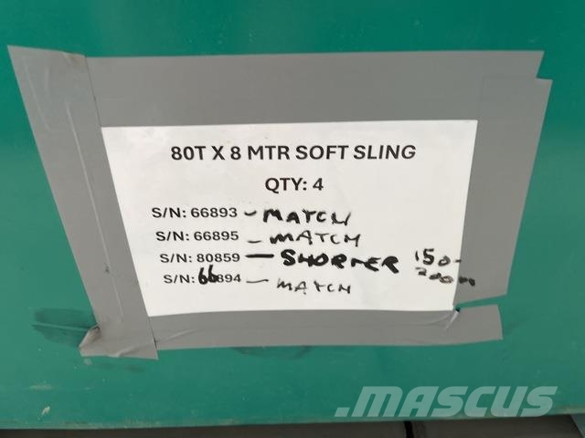 Quantity of (4) 80 t x 8 m Soft Sling Építőipar - Egyebek