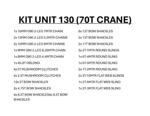  Quantity of Rigging Other