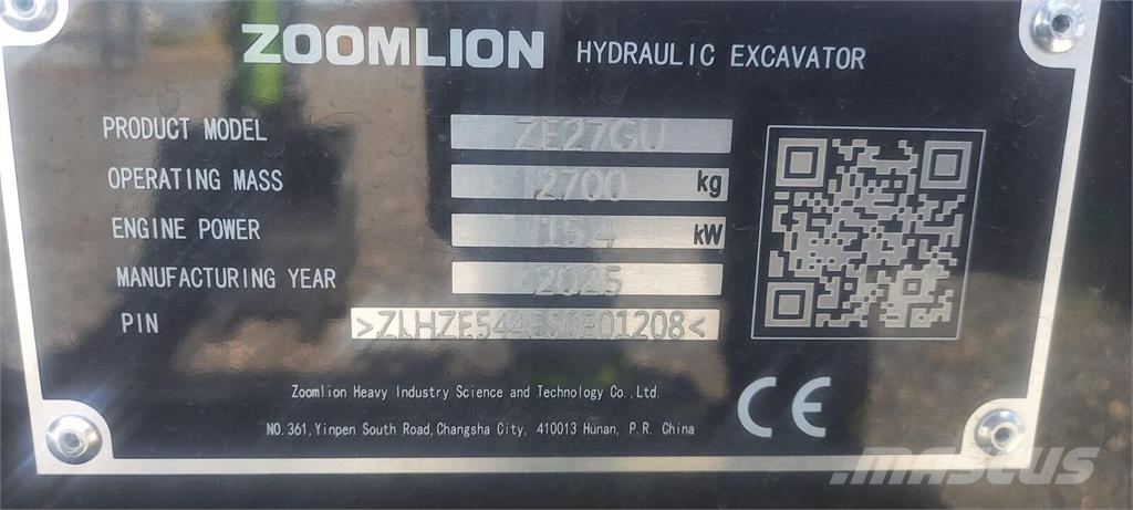 Zoomlion ZE27GU Miniexcavadoras