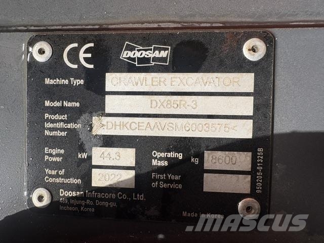 Doosan DX85R-3 Vidēja lieluma ekskavatori 7 t - 12 t