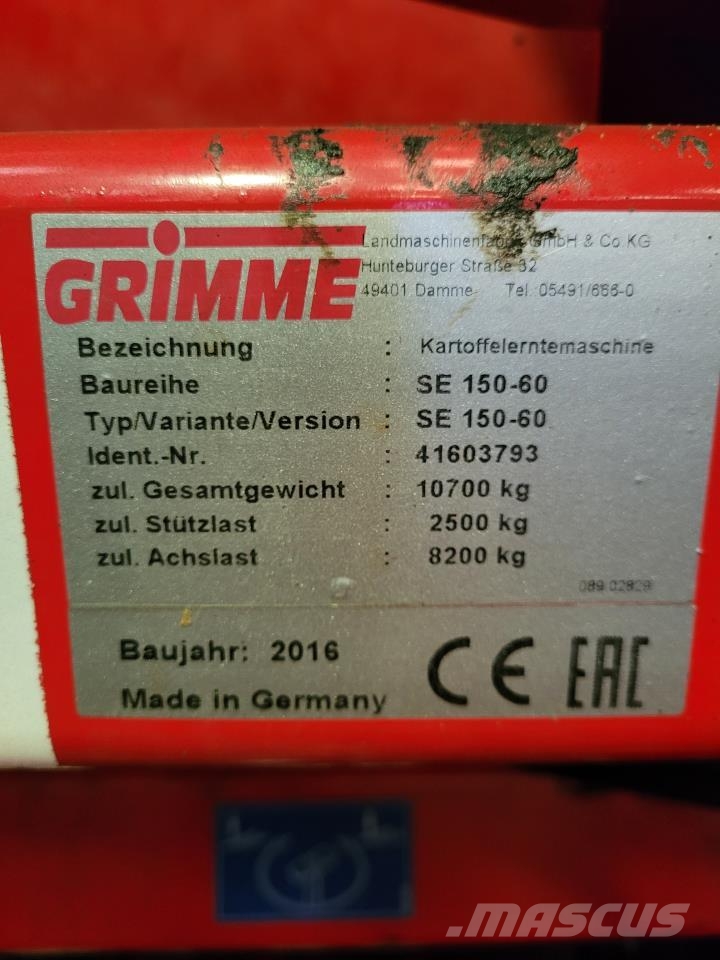 Grimme SE 170-60 XL حفارات وحصادات البطاطس