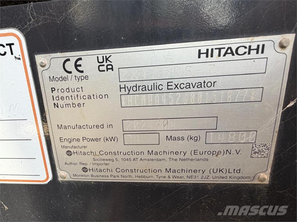 Hitachi ZX135US-7 Crawler excavators