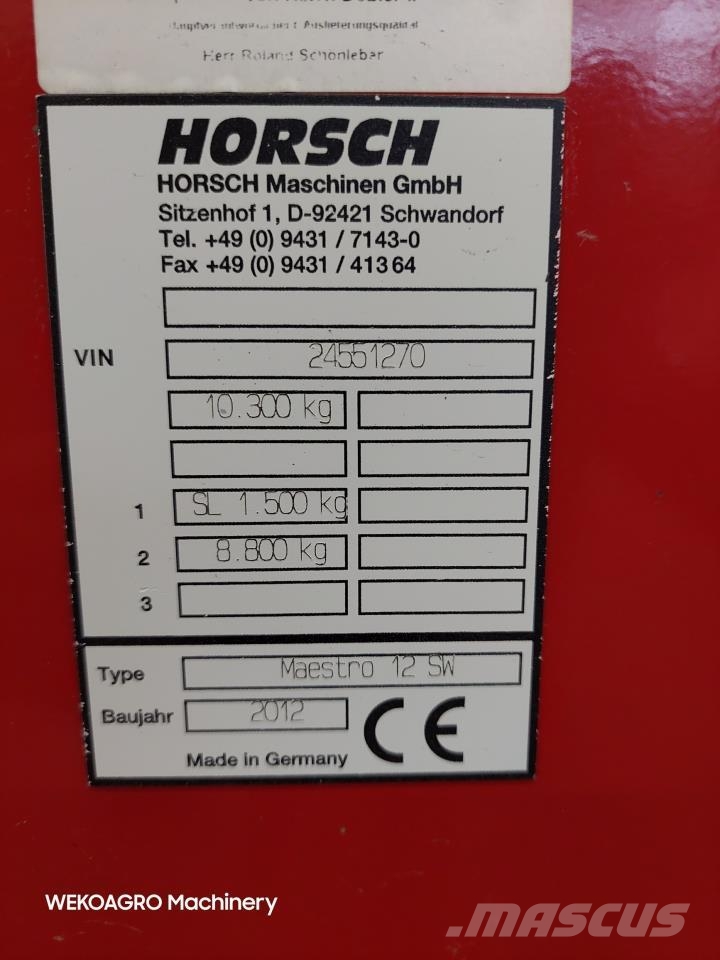 Horsch Maestro 12.75 SW Precīzās izsējas sējmašīnas 