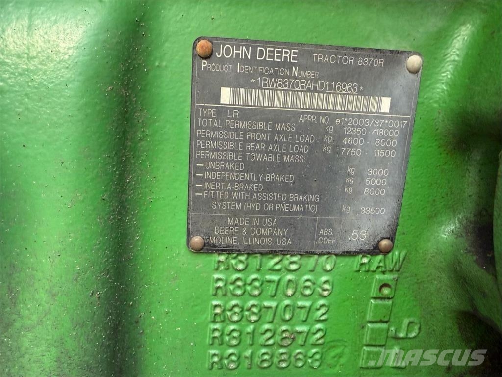 John Deere 8370R Trattori
