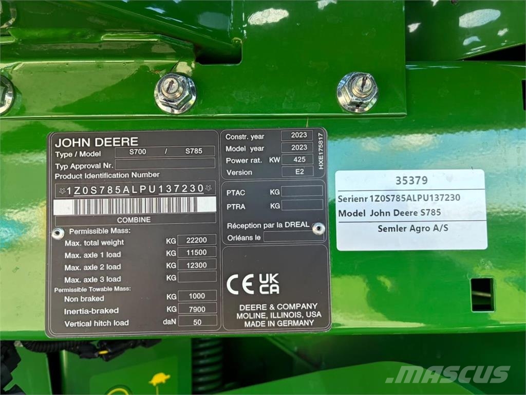 John Deere S785 Mejetærskere