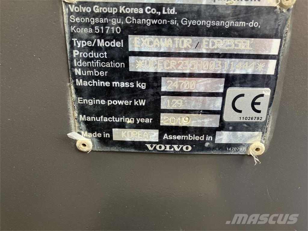 Volvo ECR235EL Rupsgraafmachines