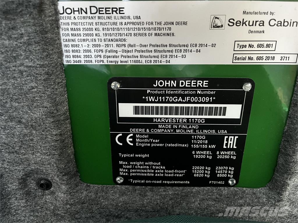 John Deere 1170G Harvesterid