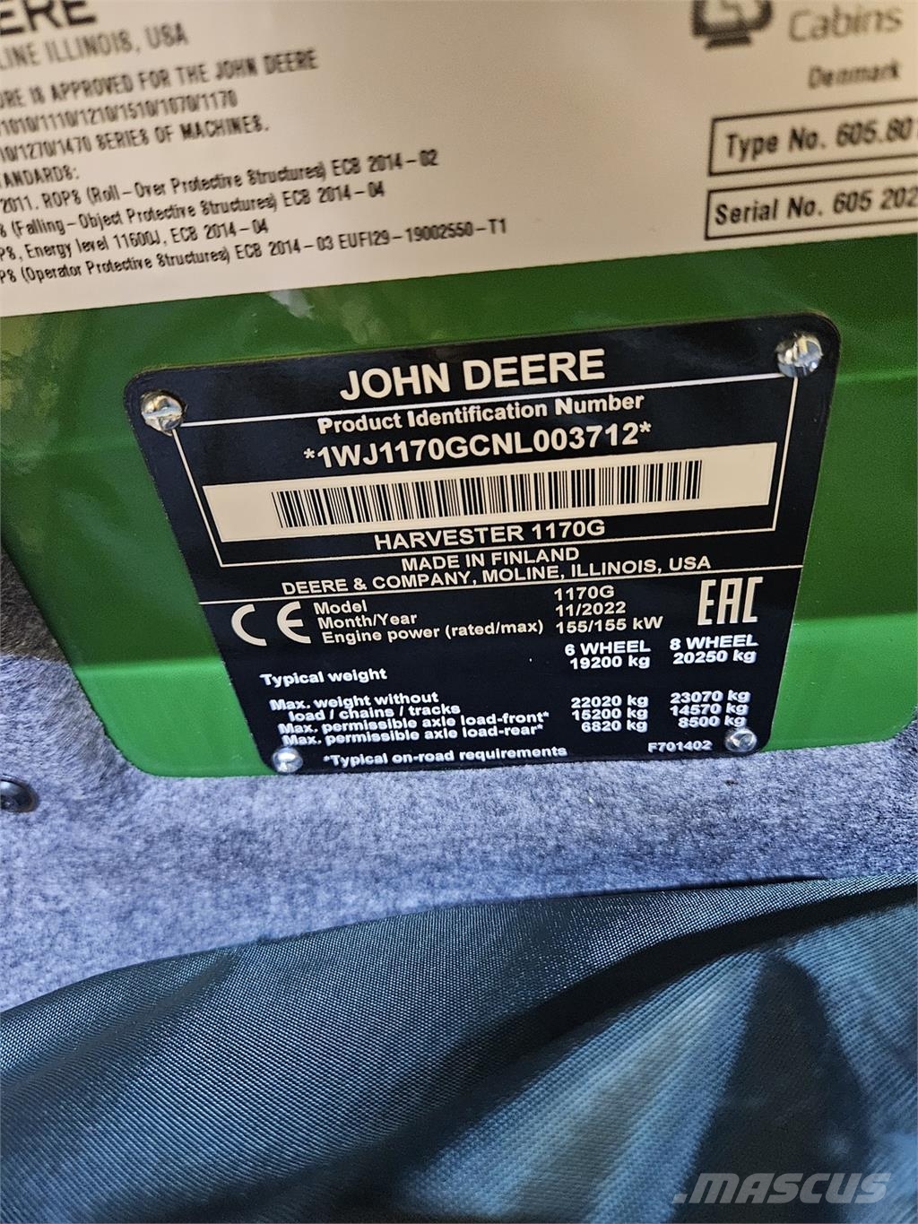 John Deere 1170G Harvesterji