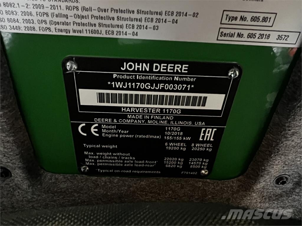John Deere 1170G 8WD Colheitadeiras