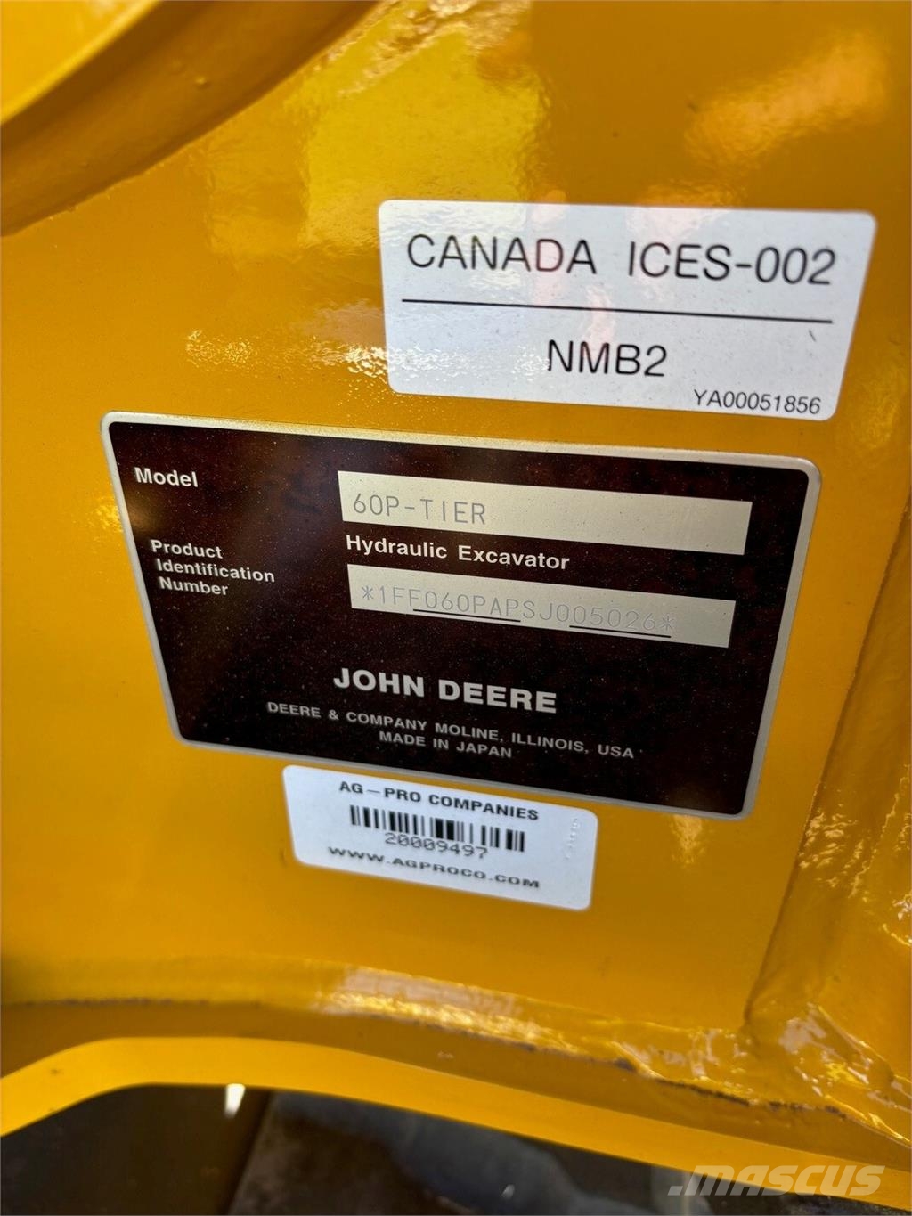 John Deere 60 P حفارات صغيرة أقل من 7 طن (حفارات صغيرة)