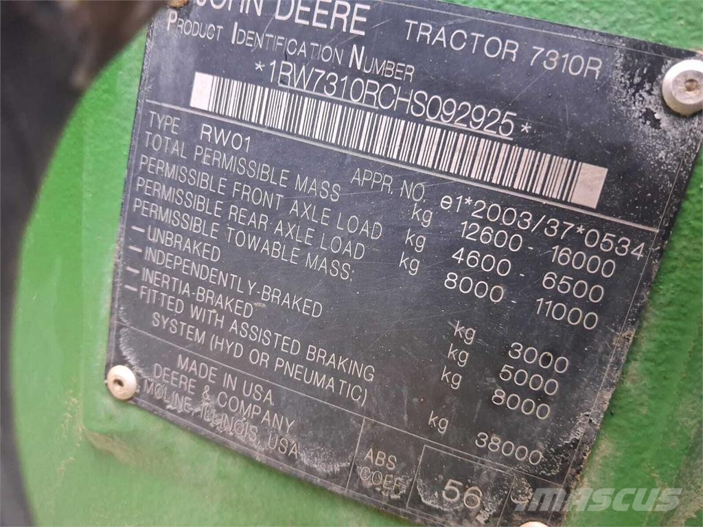 John Deere 7310R Трактори