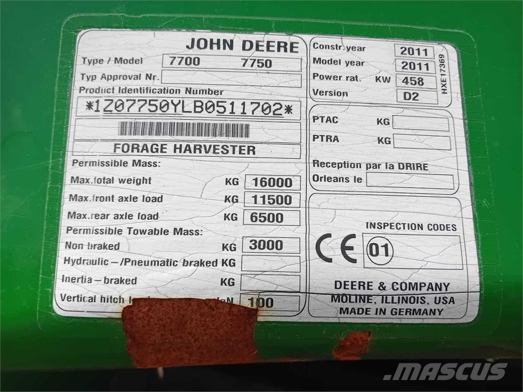 John Deere 7750 Forage harvesters