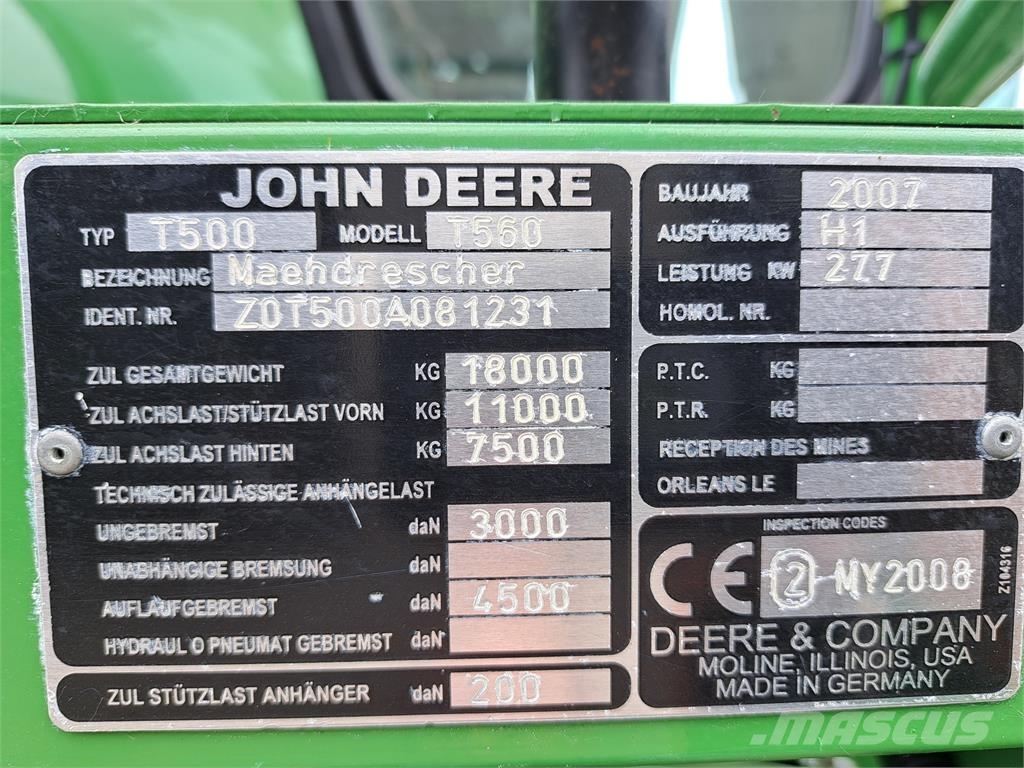 John Deere T560 Teraviljakombainid
