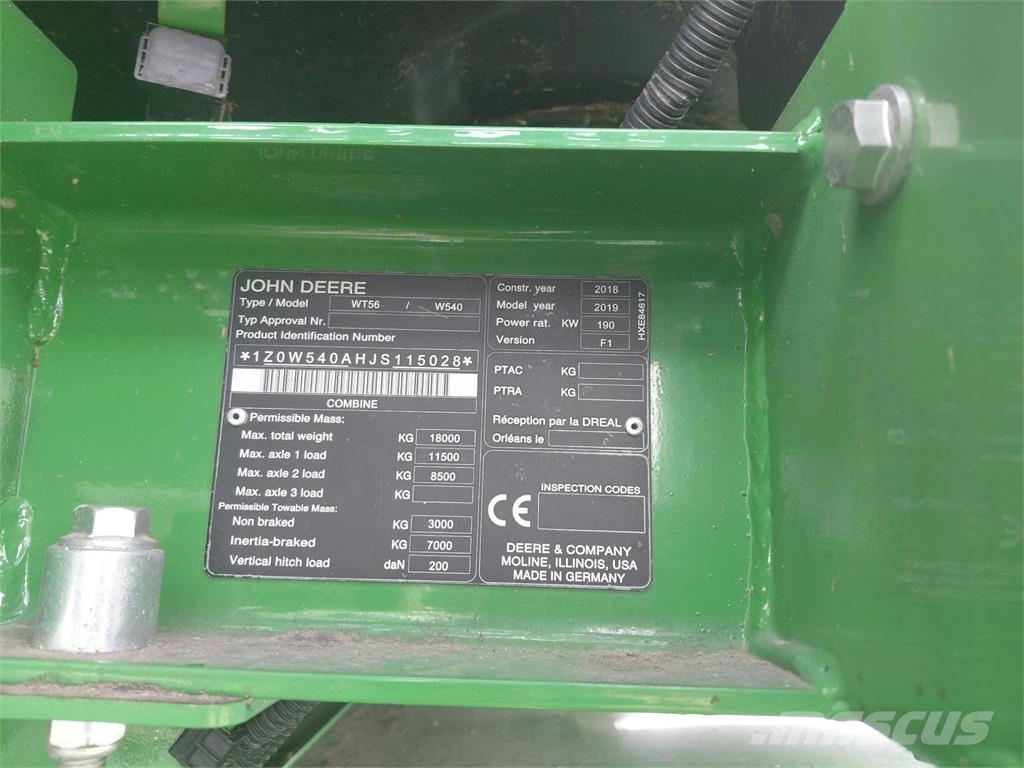 John Deere W540 Зернозбиральні комбайни
