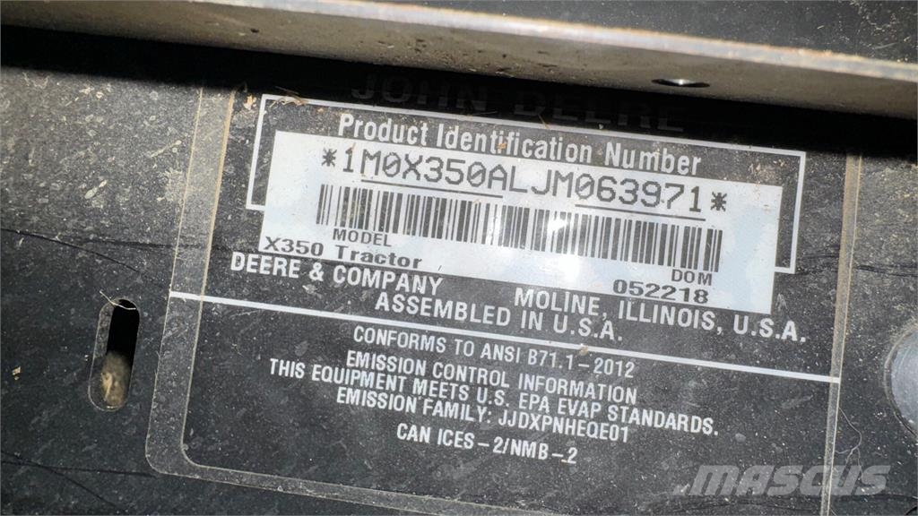 John Deere X350 ركوب الحشائش